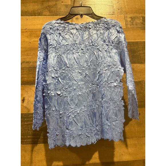 Origami Magic Scarf Women’s Blouse – Solid Blue, 3/4 Sleeve, One Size - Picture 7 of 7